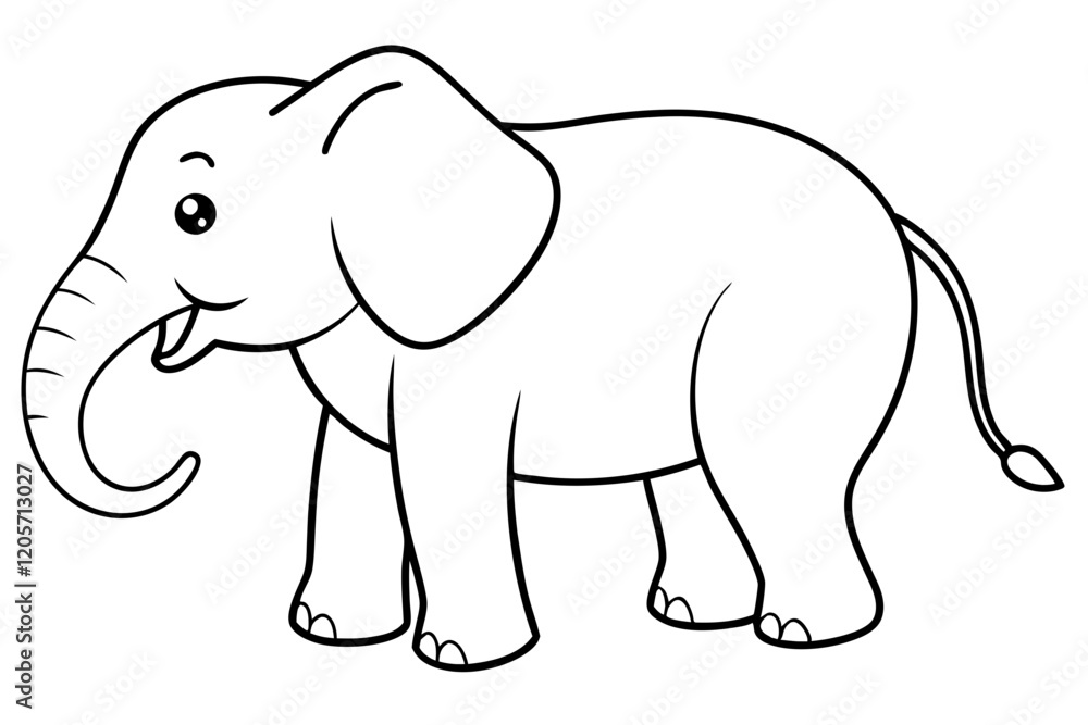 Happy Elephant Cartoon Design on White Background Happy Elephant Cartoon Design on White Background