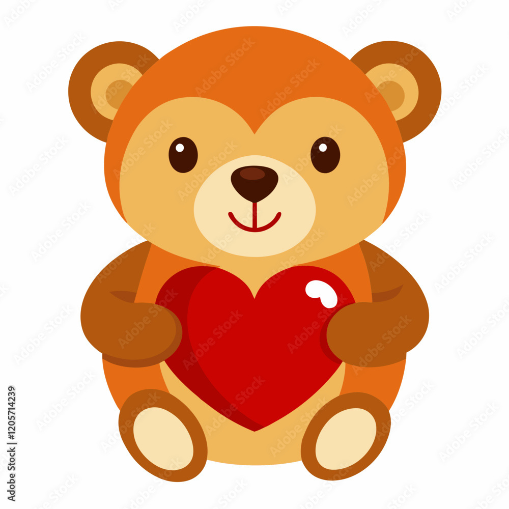 Obraz premium Teddy Bear Holding a Heart vector illustration white background