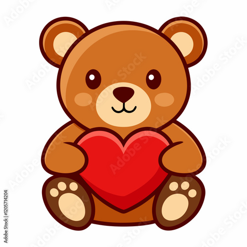Teddy Bear Holding a Heart vector illustration white background