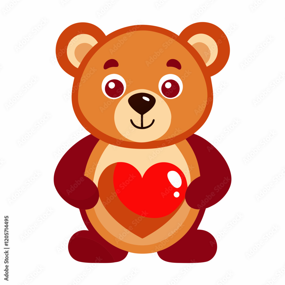 Obraz premium Teddy Bear Holding a Heart vector illustration white background