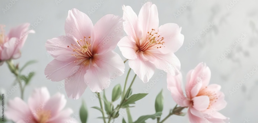 Delicate watercolor blooms in soft pastel hues on a white background, floral patterns, colorful illustrations, floral arrangement