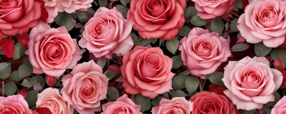 Seamless romantic roses pattern in shades of pink and red, floral, flowers, relationship Seamless romantic roses pattern in shades of pink and red, floral, flowers, relationship