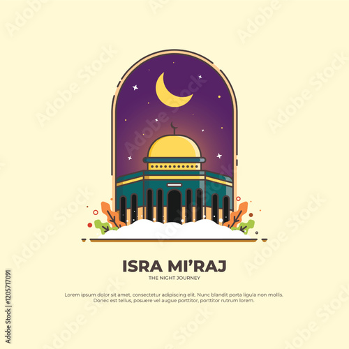 vector isra miraj with the concept of al aqsa mosque. vector illustration. can be used for banners, wallpapers, and backgrounds