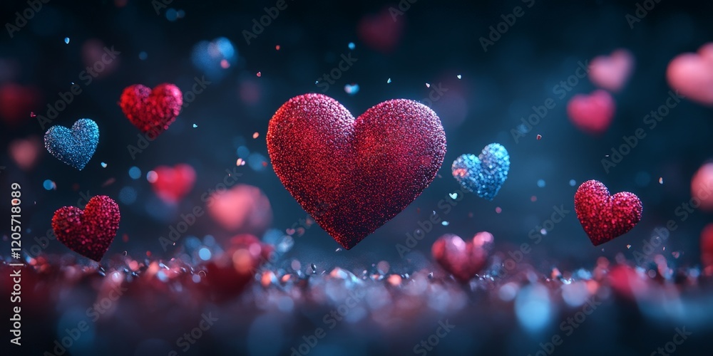 Trendy neon hearts with blue and pink bokeh lights, perfect for modern Valentine's Day campaigns, social media posts, and digital decorations. Trendy neon hearts with blue and pink bokeh lights, perfect for modern Valentine's Day campaigns, social media posts, and digital decorations.