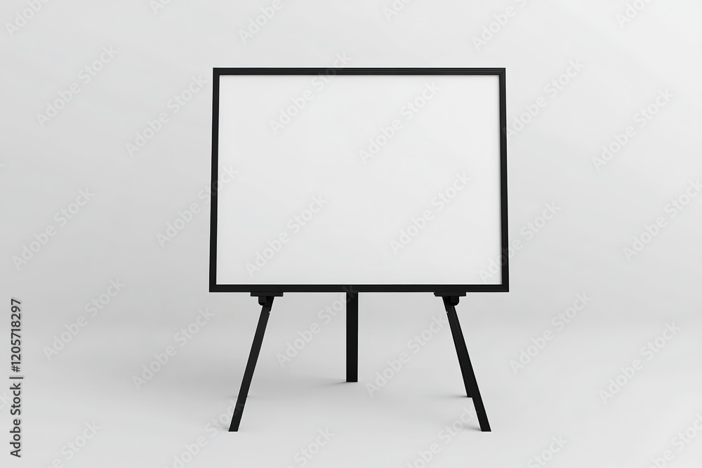 Empty Whiteboard on a Black Tripod Stand, Ready for Content Empty Whiteboard on a Black Tripod Stand, Ready for Content