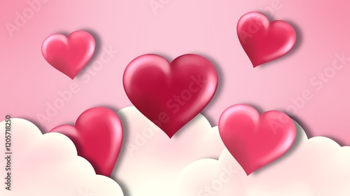 Valentine’s Day hearts, love on a pink background