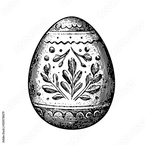 Vintage decorative egg design featuring intricate leaf patterns and dots, suitable for seasonal celebrations and home decor. Generative AI