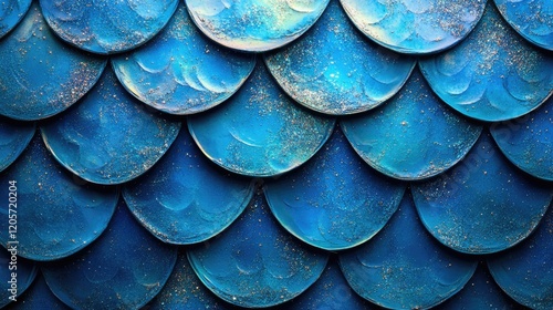 Wallpaper Mural Close-up of vibrant blue textured scales arranged in an overlapping pattern, showcasing artistic design Torontodigital.ca