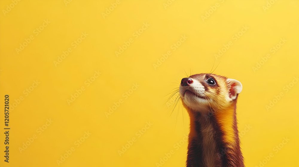 custom made wallpaper toronto digitalCurious Ferret Gazing Upwards Against Bright Yellow Background