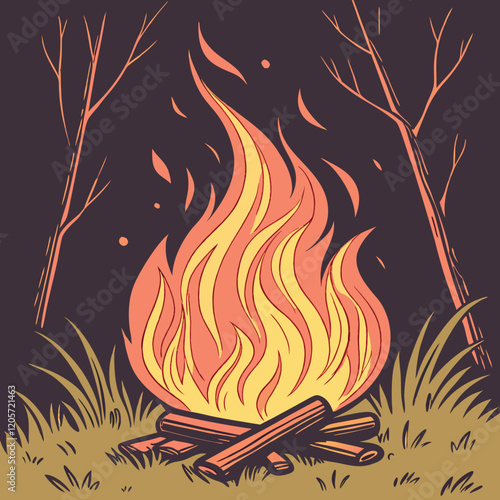 Burn fire illustration minimal