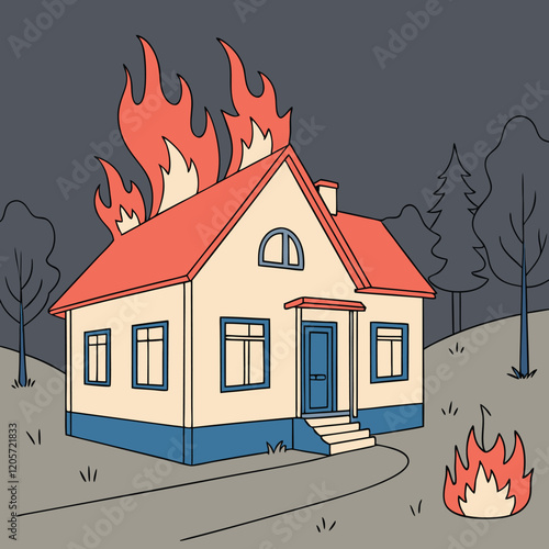 Burn fire illustration minimal