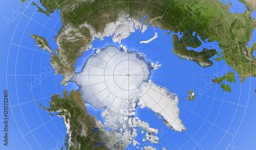 Arctic region map, decorative background, 2d illustration