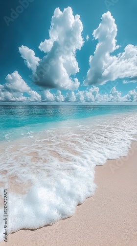 Clear Blue Ocean Water Under a Vibrant Sunny Sky photo