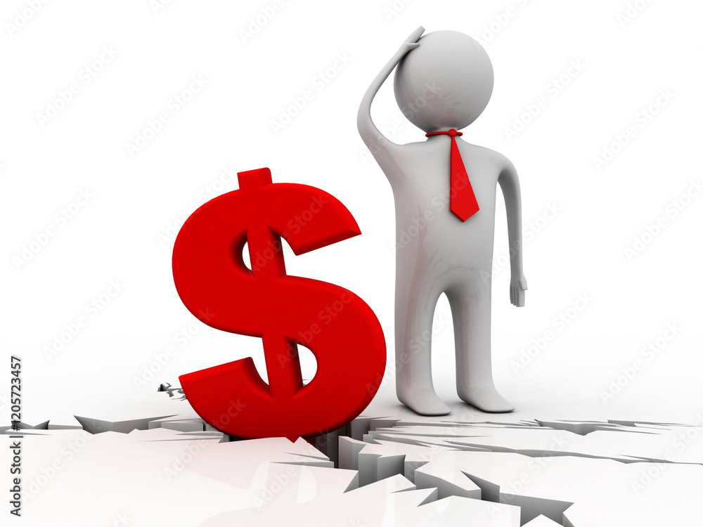 3d rendering Dollar symbol with business man 3d rendering Dollar symbol with business man
