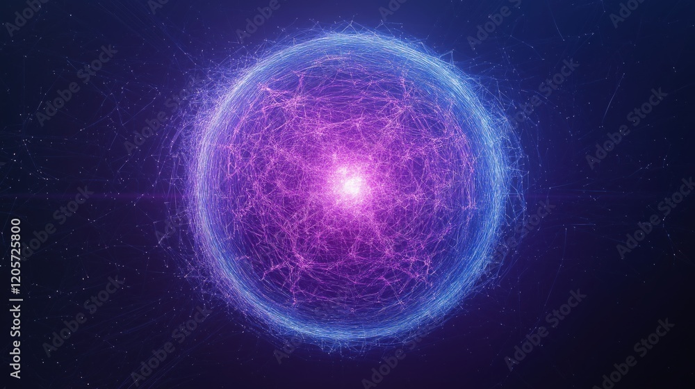 Fototapeta premium A purple and blue sphere with a bright light shining on it