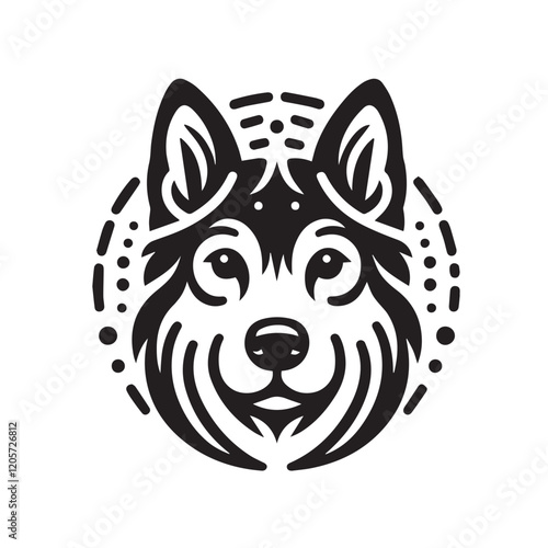 Alaskan Malamute Dog silhouette. Dog face Dog monogram, Breed of dogs
