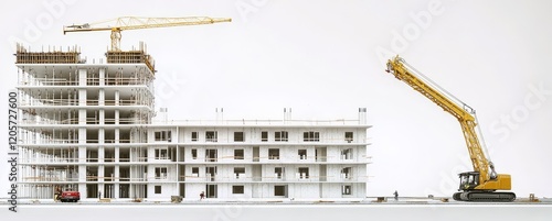 Detailed miniature model of a multifloor residential complex. photo