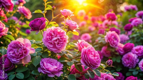 Wallpaper Mural Aerial View of Shocking Pink and Violet Rose Garden - Stunning Floral Photography Torontodigital.ca