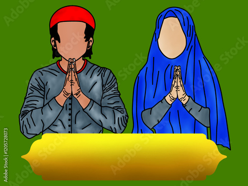 Ramadan background, illustration of apology, abstract, name box, green color vector 