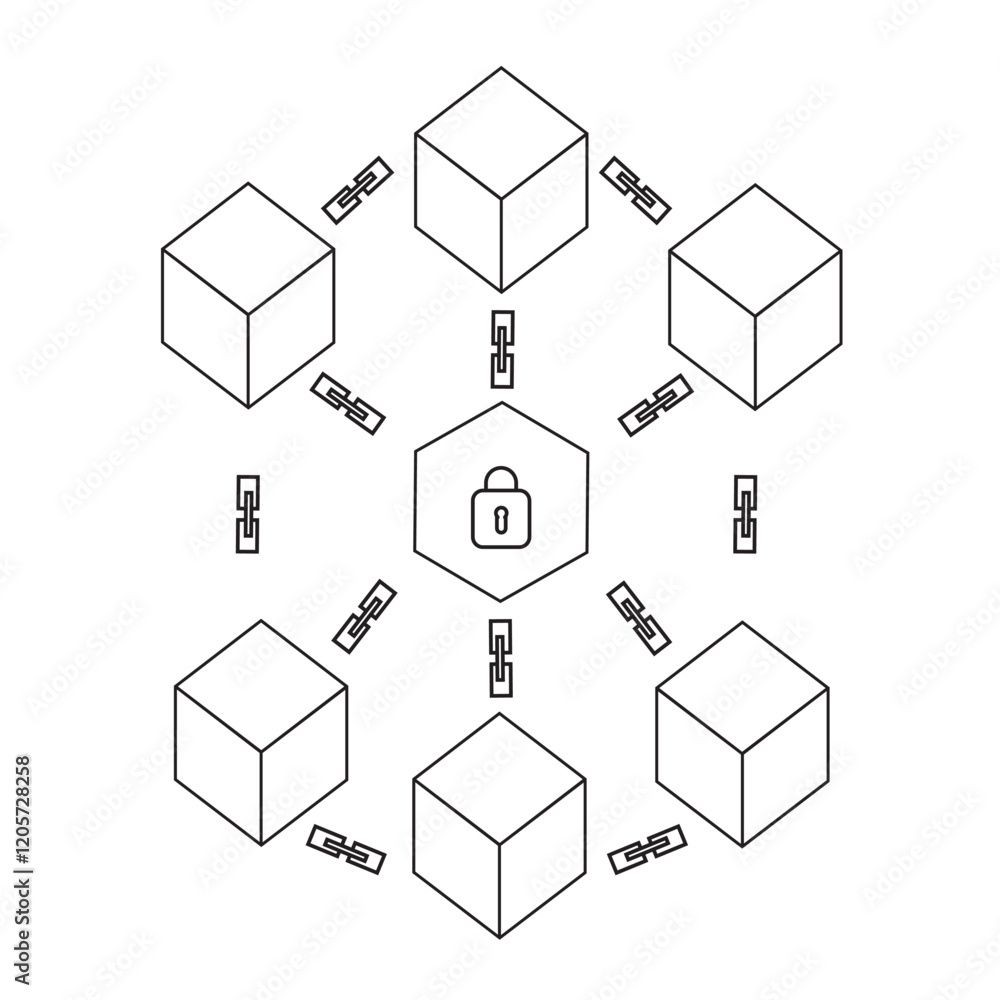 Blockchain network icon vector flat illustration Blockchain network icon vector flat illustration