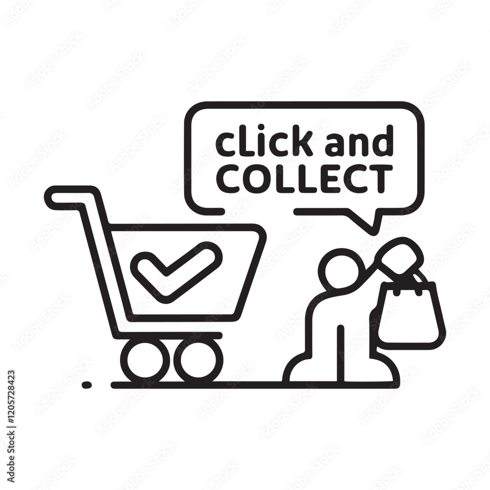 click and collect order, vector icon on white background click and collect order, vector icon on white background