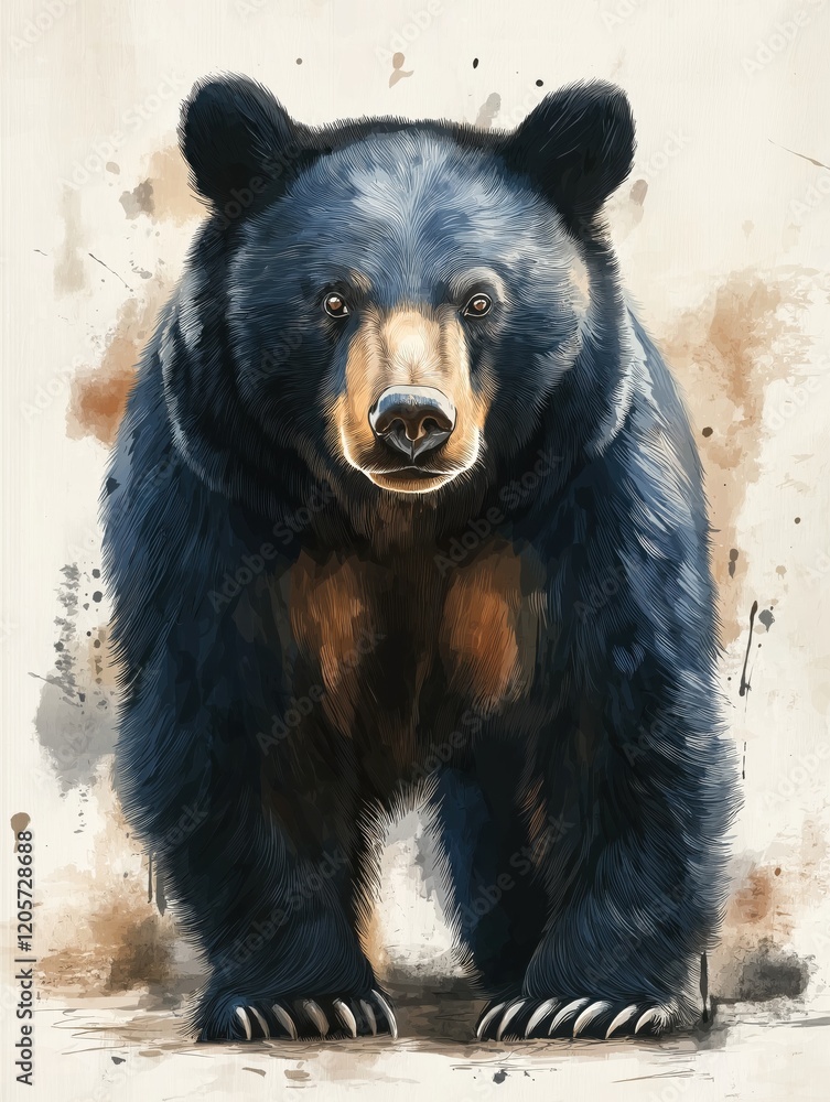 A bear is standing in front of a white background A bear is standing in front of a white background