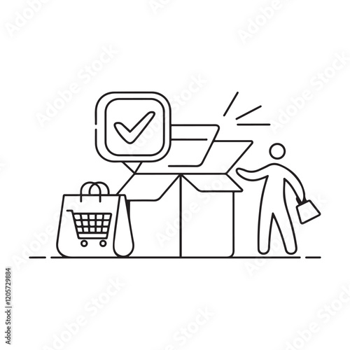 click and collect order, vector icon on white background