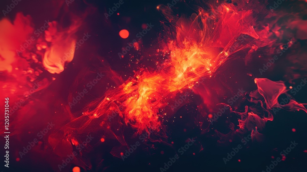 Fototapeta premium Abstract bokeh patterns in fiery oranges and reds, cinematic glow, mysterious and moody feel