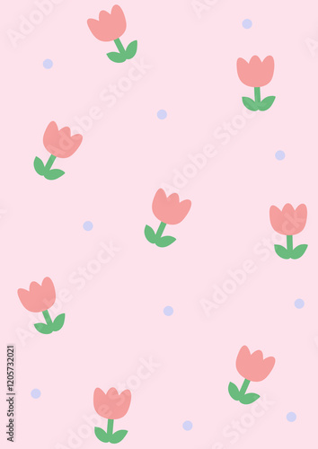 Tulips pink flowe pattern background