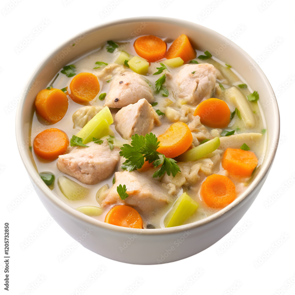 Chicken bog in white bowl isolated on transparent background Chicken bog in white bowl isolated on transparent background