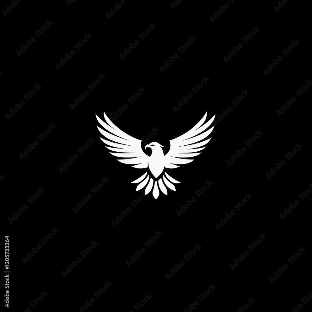 Obraz premium Majestic eagle soaring, dark background, wildlife, freedom symbol, logo design
