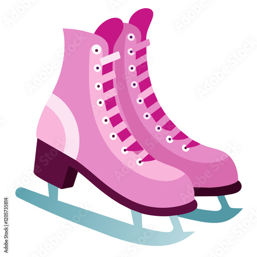 Pink ice and roller skates are stylish footwear for winter sport and fashion activity photo