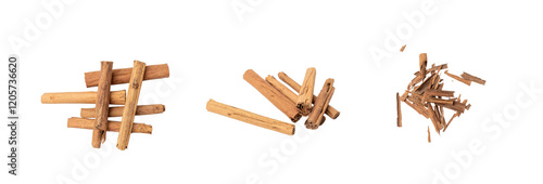 Broken Ceylon Cinnamon Isolated, Cinnamomum Verum Bark, Zeylanicum, Real Cinnamon Sticks photo