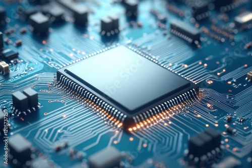 Wallpaper Mural Advanced Futuristic Hardware Illustration Featuring Detailed Circuit Board Design and Chip Torontodigital.ca