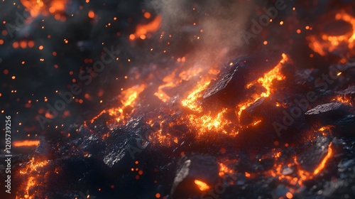 Smoldering burning coals photo