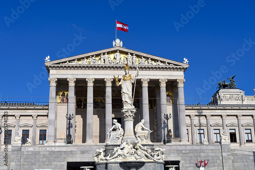 Pallas Athena statue in front of Austrian Parliament in Vienna photo