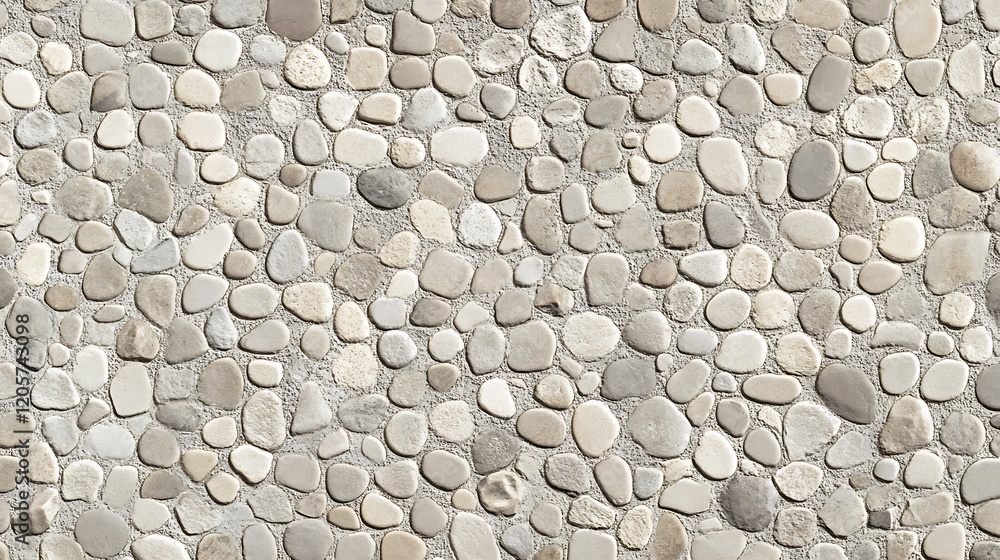 Natural stone pebbles arrangement outdoor setting texture details neutral tones top-down view landscape aesthetics Natural stone pebbles arrangement outdoor setting texture details neutral tones top-down view landscape aesthetics