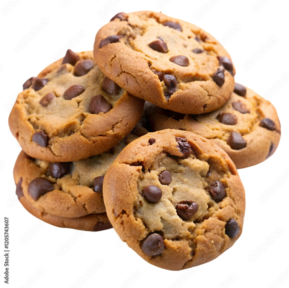Chocolate chip cookies isolated on transparent background Chocolate chip cookies isolated on transparent background