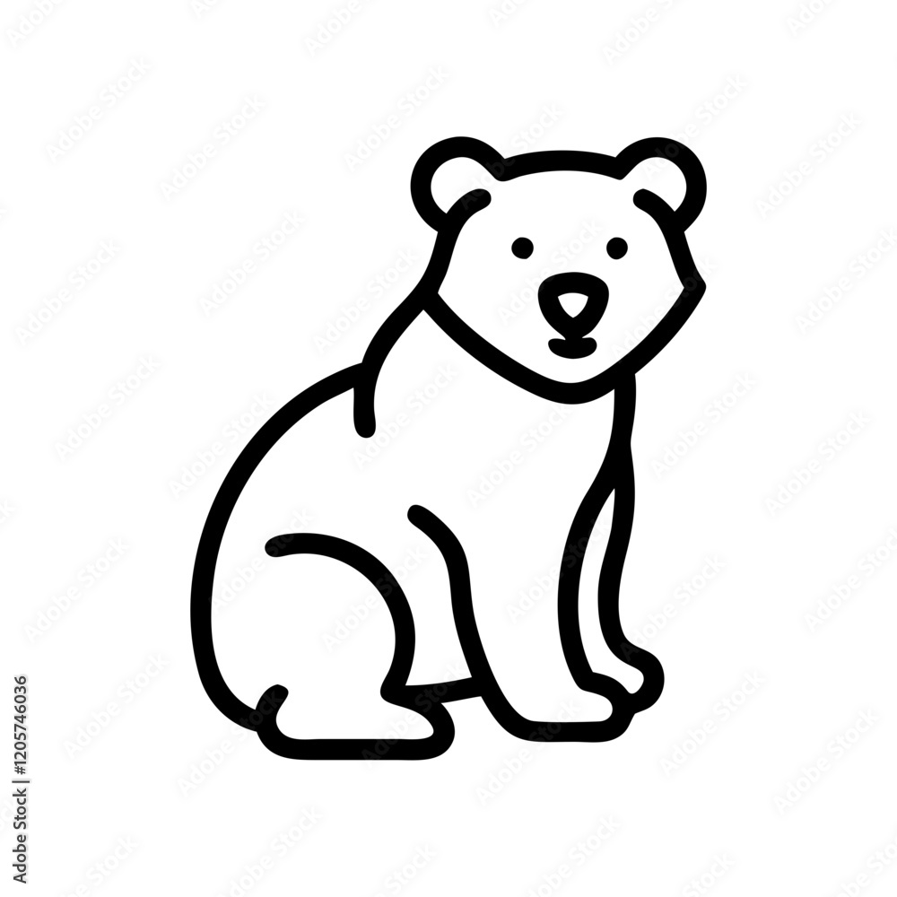 Simple black vector icon of a seated polar bear Simple black vector icon of a seated polar bear