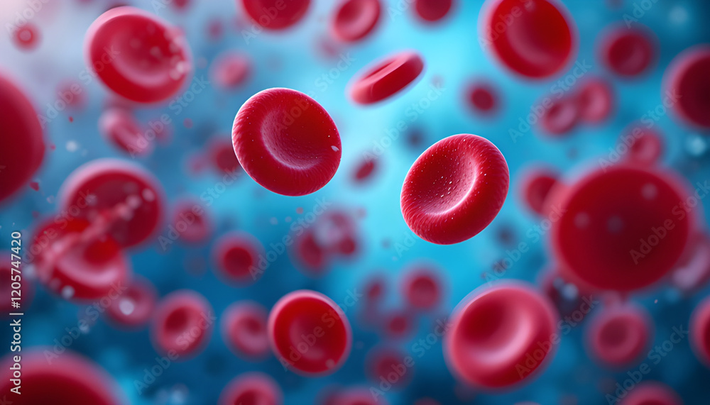 Microscopic View of Red Blood Cells Flowing in Bloodstream Medical Science Illustration Microscopic View of Red Blood Cells Flowing in Bloodstream Medical Science Illustration