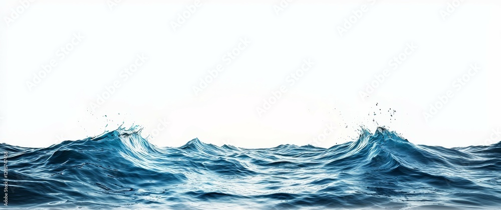 Fototapeta premium under deep sea concept. Waves crashing against a white background, creating a serene oceanic scene.