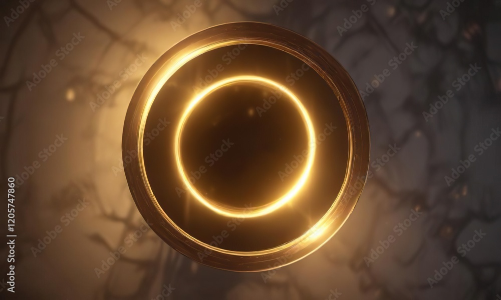 A captivating circular disc of shimmering golden light, mystical, radiant A captivating circular disc of shimmering golden light, mystical, radiant