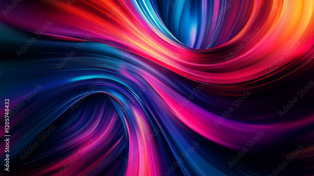 Fototapeta premium Abstract Swirling Multicolored Lines on a Dark Background