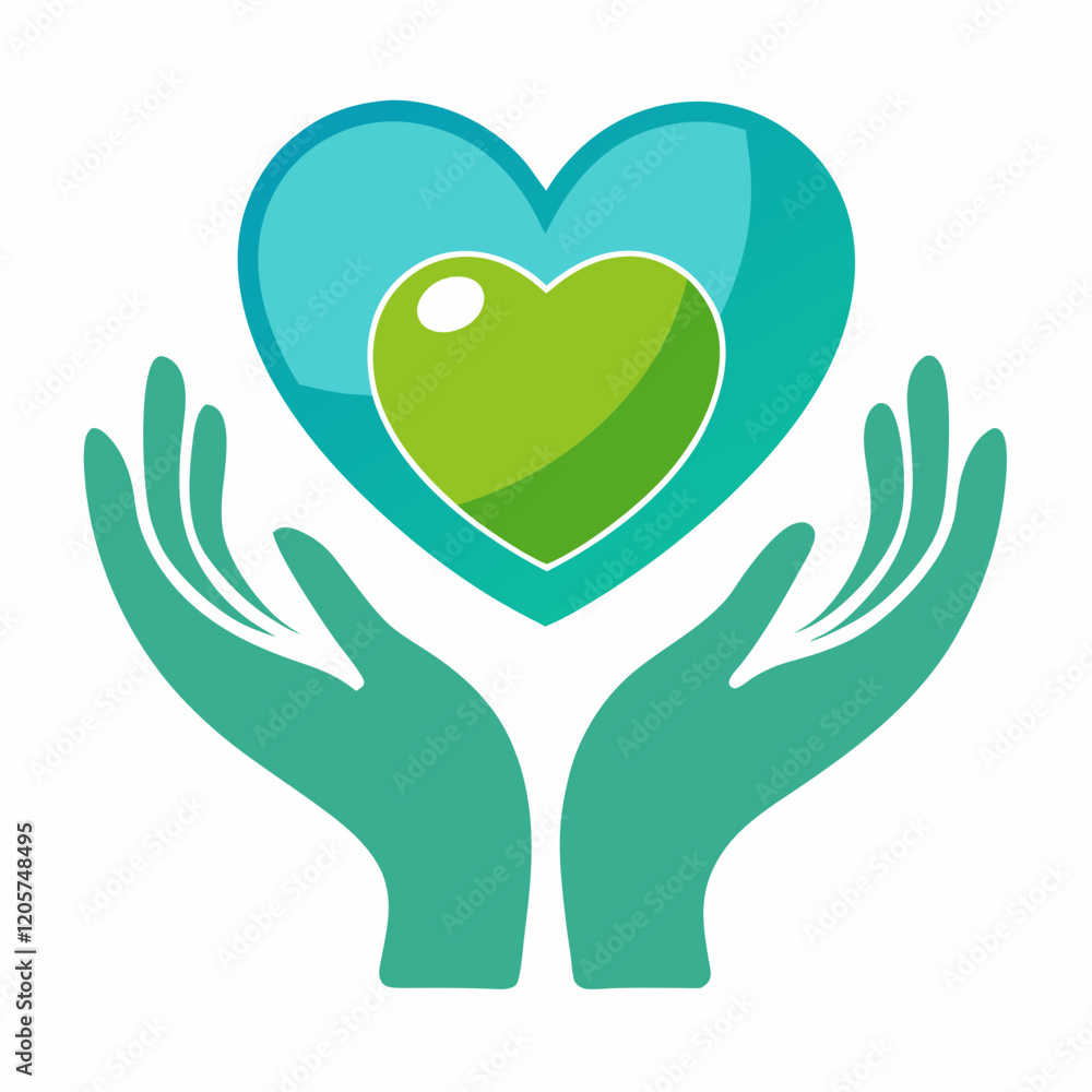 Heart in Hands vector illustration white background Heart in Hands vector illustration white background