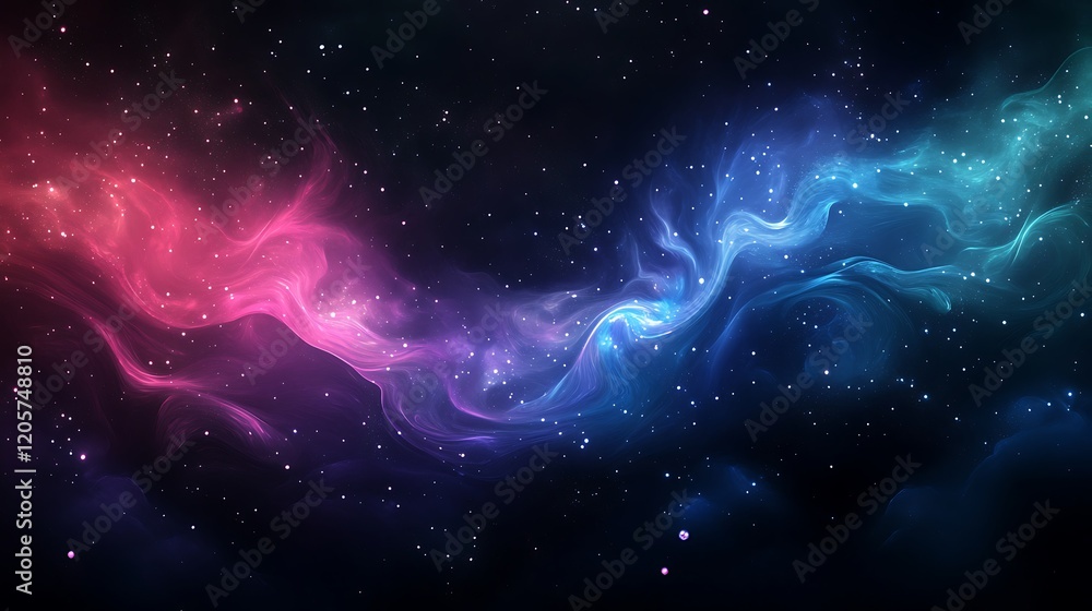 Fototapeta premium Abstract Swirling Nebulae with Scattered Stars