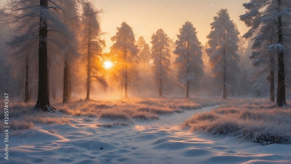 Beautiful scene of sunrise in the forest