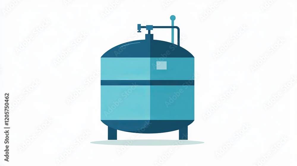 Flat vector icon of an industrial cistern, depicted in color with a simplistic design Flat vector icon of an industrial cistern, depicted in color with a simplistic design