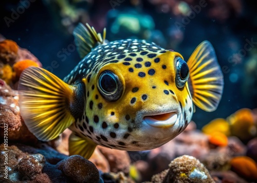 Blackspotted Puffer Fish on Rock, Mergui Archipelago, Myanmar - Macro Photography photo