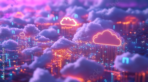 Abstract Futuristic Cloud Network Data Background