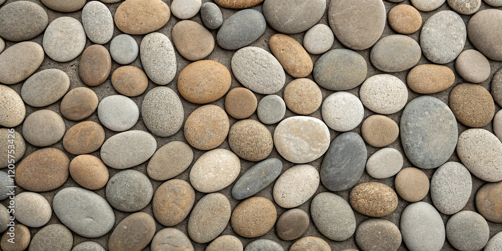 Round small Pebbles stone texture top view background Round small Pebbles stone texture top view background